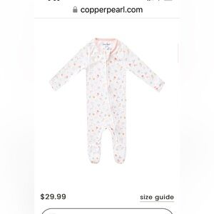 NWT Copper Pearl zip up footie in print Mabel size 12-18 months.